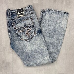 Rock Revival Y2K Men 38 Blue Olen Bootcut Leg Denim Studded Jeans